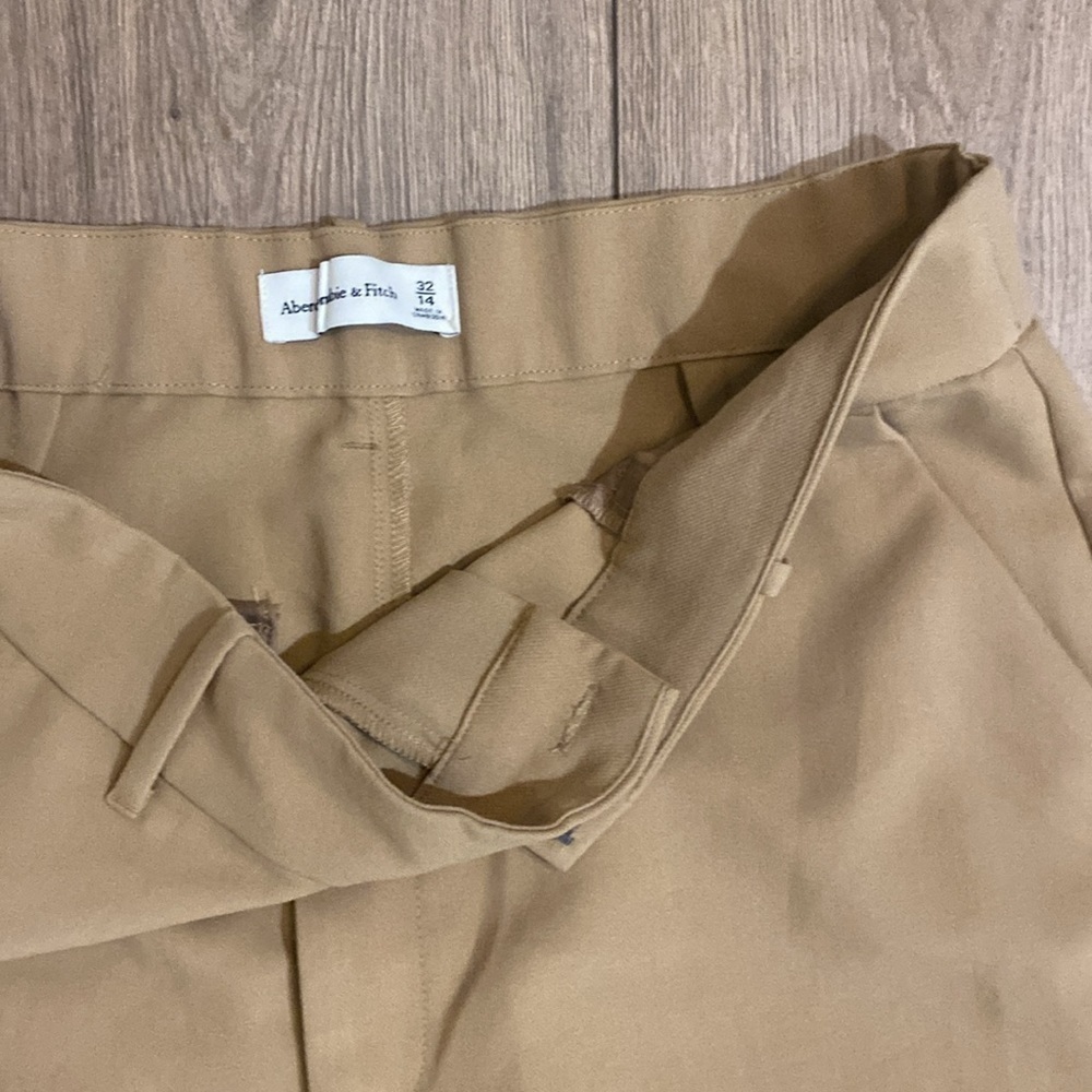 Abercrombie & Fitch | High Rise Tailored Spilt Hem Flare Trousers | Tan | Sz 14 - Picture 6 of 10